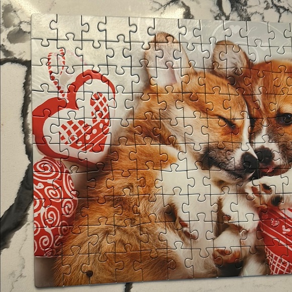 Adorable Corgi Puzzle with Red Hearts - Picture 3 of 7